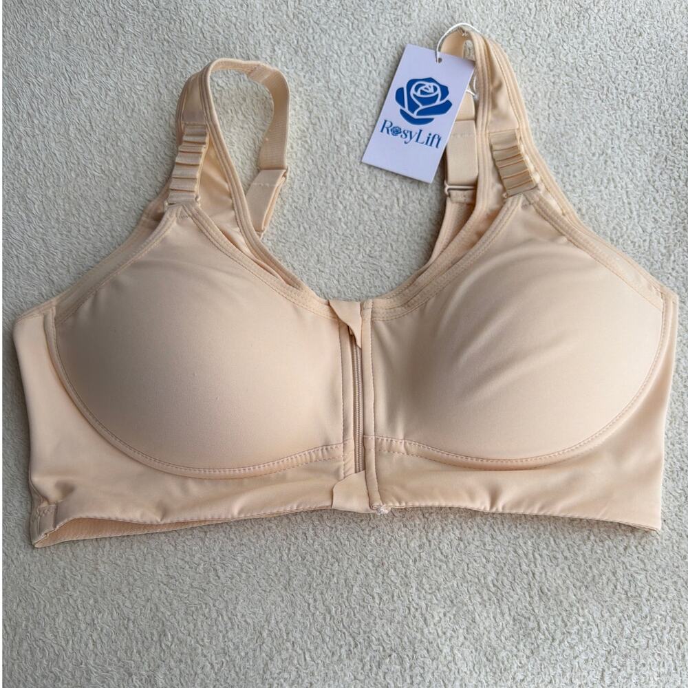 RosyLift Bra XL-UP Beige Wireless Padded Adjustable Nursing Front Zip Lot of 2